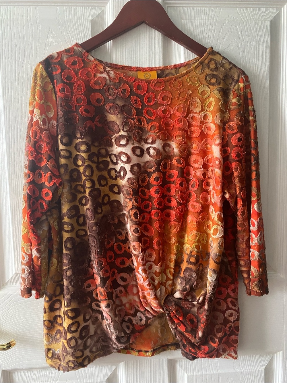 Ruby Rd. Women’s Twist-Hem Velvet Burnout Top in Multicolor